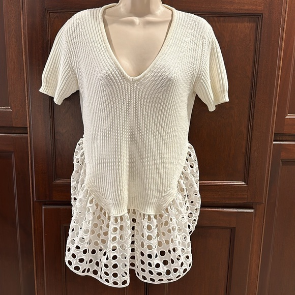 NO 21 KNIT TOP WITH EYELET BOTTOM SIZE 40/M UNIQUE - Picture 1 of 13